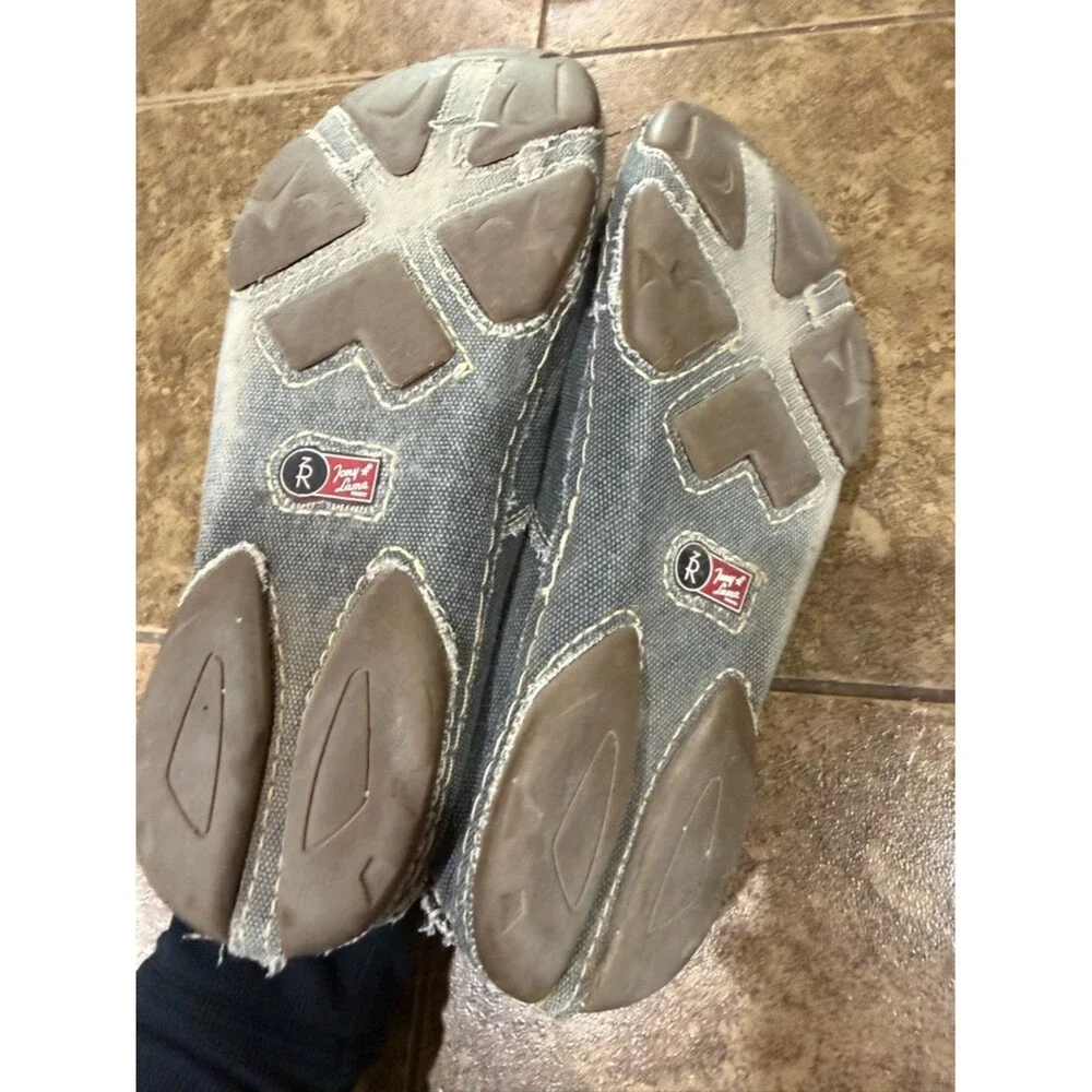 Tony Lama Canvas Slip On Shoes Mens 9.5D Gray Distressed Casual Loafers